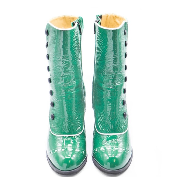 Fluevog Green ATTIC DENISE ANKLE BOOT WITH BUTTONS - Picture 5 of 5